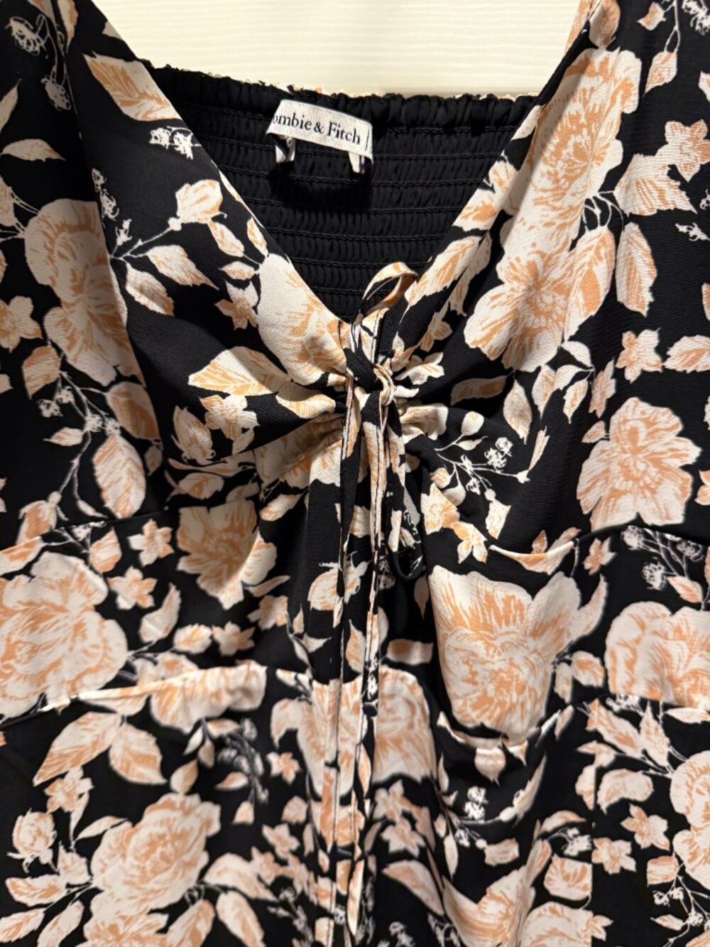 Abercrombie & Fitch Black Floral Cinch Front Summer Maxi Dress Size L - Picture 3 of 3